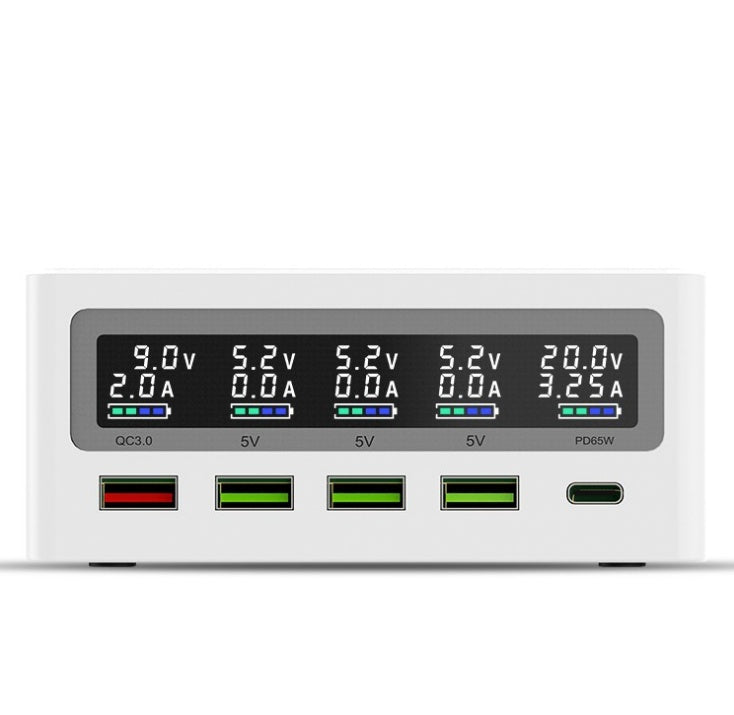 Amazon Explosive PD65w Laptop Mobile Phone Charger Multi-port 5 Port USB Wireless Charger QC3.0 Fast Charge