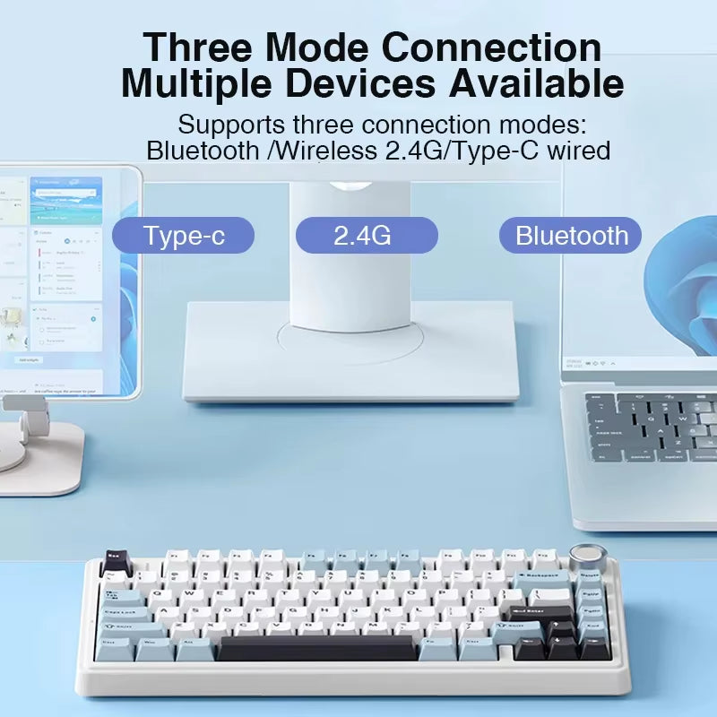 F75 2.4G Wireless/Bluetooth/Wired Gaming Mechanical Keyboard RGB Customized 75% Layout OEM Profile Gasket Structure