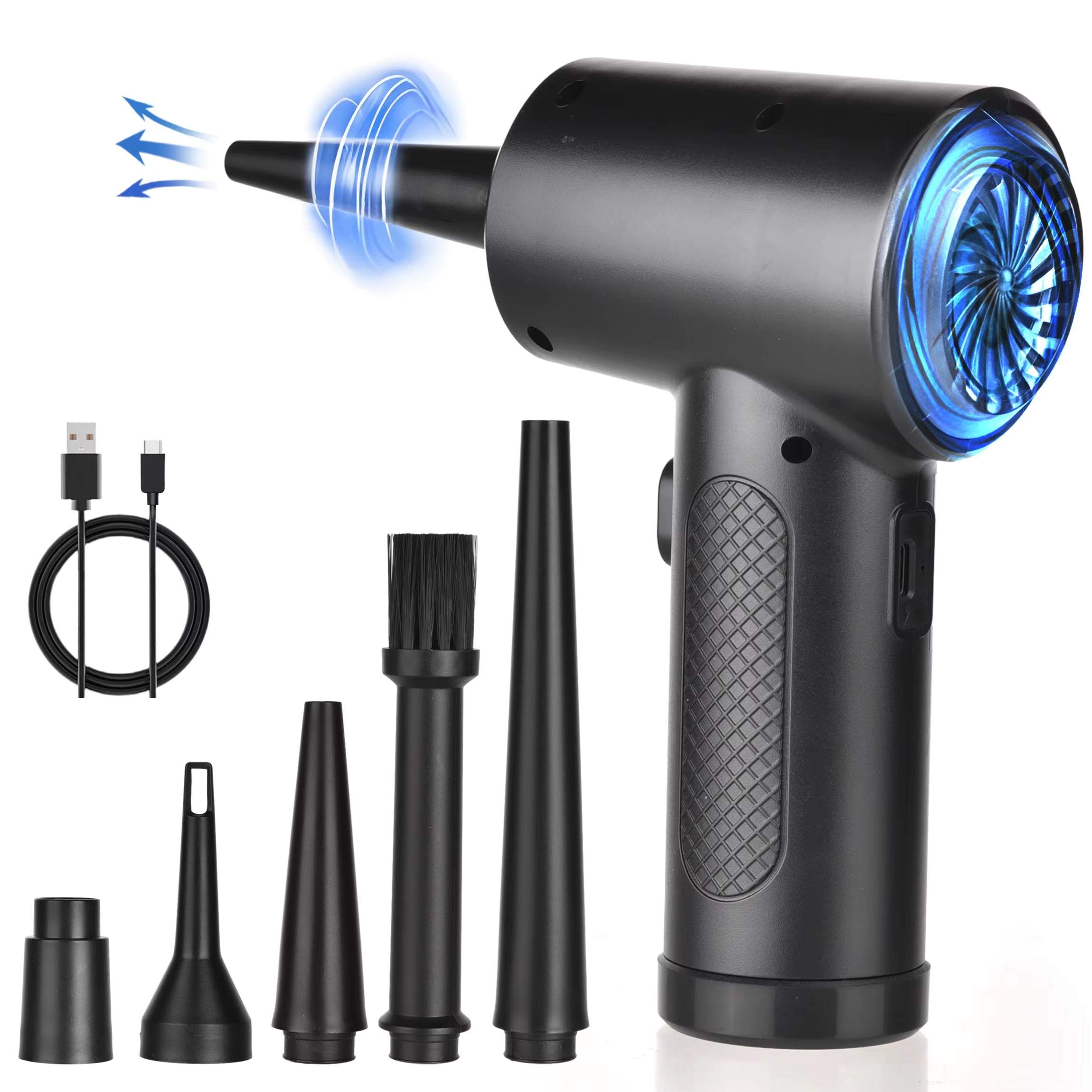 Protable Air Duster for Computer Cleaning 51000RPM Cordless Compressed Air Blower with LED Light for PC Computers Keyboard Clean