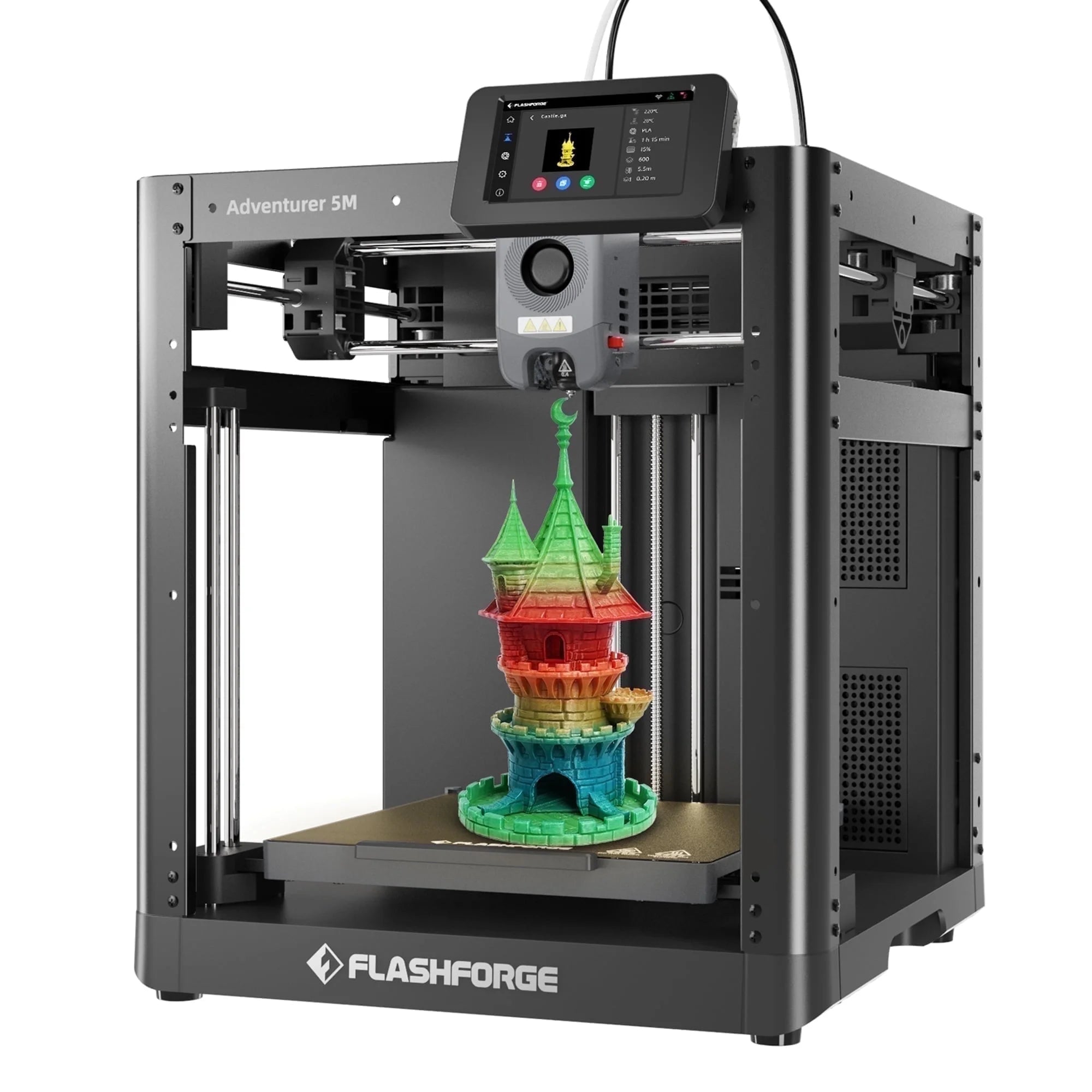 Adventurer 5M 3D Printer, Fully Auto Leveling & 600Mm/S High Speed Printing, Black